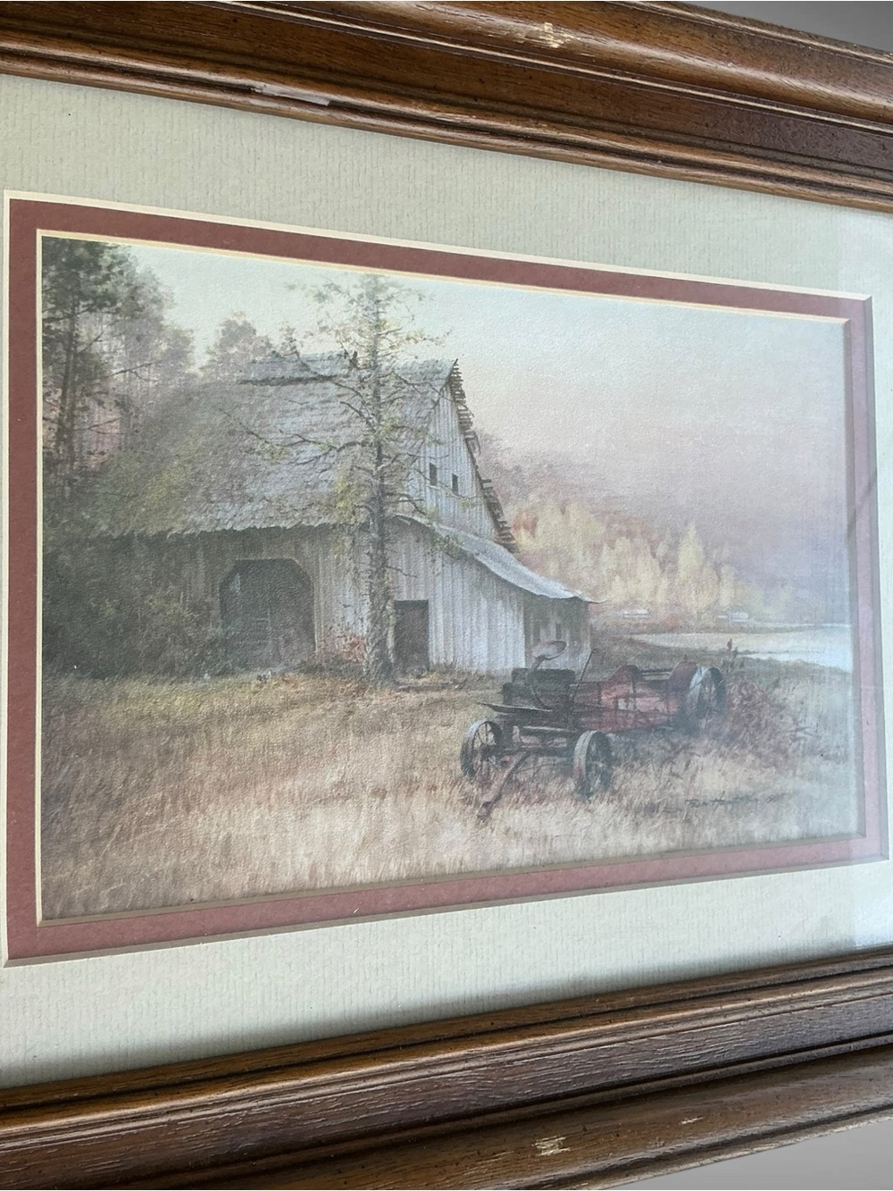 Vintage 1985 Ben Hampton “Reliance” Framed Print Tennessee Barn Farm Landscape